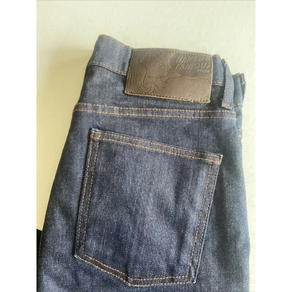 Men's Naked & Famous Denim Stacked‎ Guy  Power Stretch Jeans 29X32 Indigo Blue